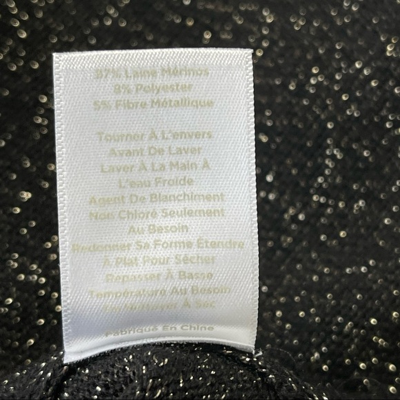 RSVP by Talbots Black Metallic Sparkle Midi Dress Wool Blend Bell Sleeves Small - Picture 14 of 15